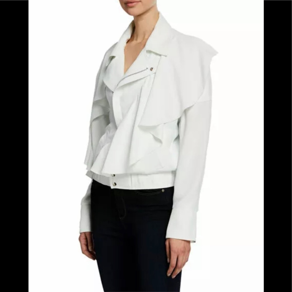 Ramy Brook • Elliot Zip-Front Cropped Jacket • Ruffle Trim • SZ S • Retail $425